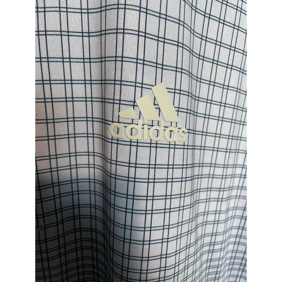 Adidas Golf Polo Shirt Mens Small Blue Plaid Performance Stretch Casual Logo NEW - Picture 3 of 11
